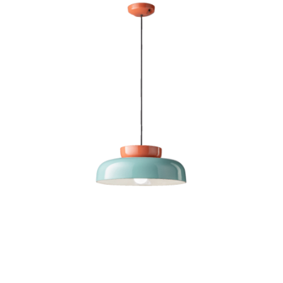 Ceramiczna lampa wisząca Marcan? z turkusowo- czerwonym kloszem Ferroluce