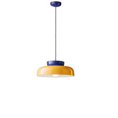 Ceramiczna lampa wisząca Marcan? Blu Robot+ Giallo z żółto- niebieskim kloszem Ferroluce