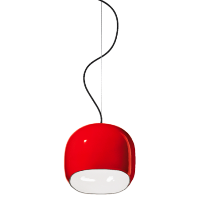 Cermaiczna lampa wisząca Ayrton Rossa z czerwonym kloszem Ferroluce