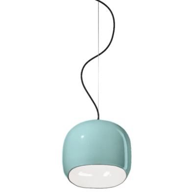 Cermaiczna lampa wisząca Ayrton Azzurro z turkusowym kloszem Ferroluce