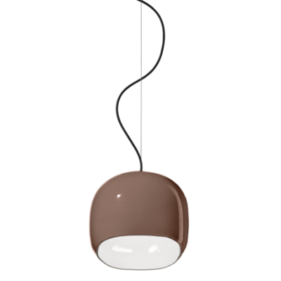 Cermaiczna lampa wisząca Ayrton Marrone z brązowym kloszem Ferroluce