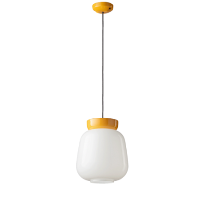 Ceramiczna lampa wisząca Corcovado z biało- żółtym kloszem Ferroluce