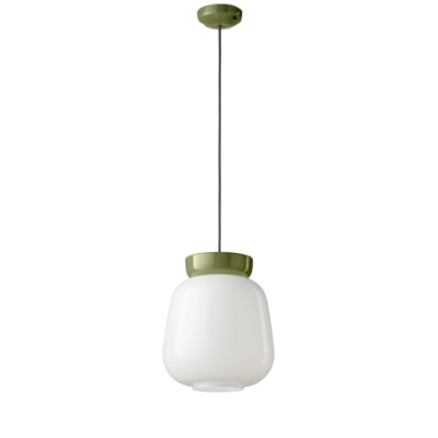 Ceramiczna lampa wisząca Corcovado z biało- zielonym kloszem Ferroluce