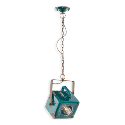 Ceramiczna lampa wisząca Industrial Vintage Verde z zielonym kloszem  Ferroluce