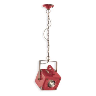 Ceramiczna lampa wisząca Industrial Vintage Rosso z czerwonym kloszem  Ferroluce