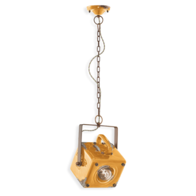 Ceramiczna lampa wisząca Industrial Vintage Giallo z żółtym kloszem  Ferroluce