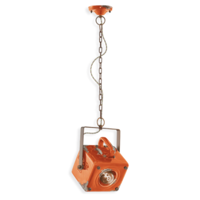 Ceramiczna lampa wisząca Industrial Vintage Arancio z pomarańczowym kloszem  Ferroluce