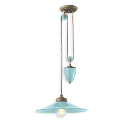 Ceramiczny lampa wisząca Colors Azzurro w kolorze turkusowym Ferroluce
