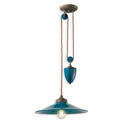 Ceramiczny lampa wisząca Colors Verde w kolorze turkusowym Ferroluce