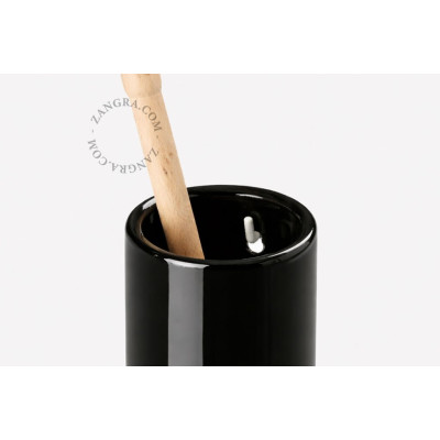 Daphne Black Porcelain Toilet Brush Holder without Brush Zangra