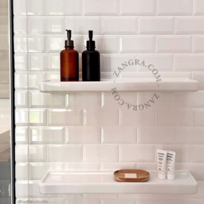 Biała porcelanowa półka łazienkowa- biała Zangra