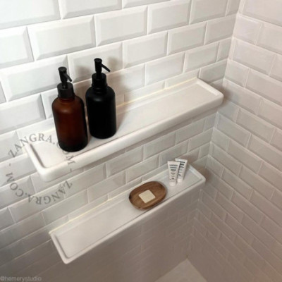 Biała porcelanowa półka łazienkowa- biała Zangra