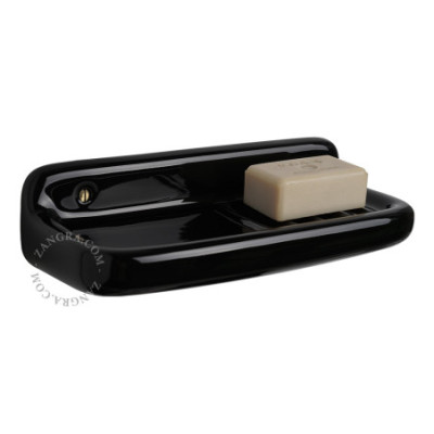 Black porcelain wall-mounted soap dish Zangra