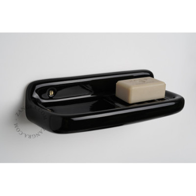 Black porcelain wall-mounted soap dish Zangra