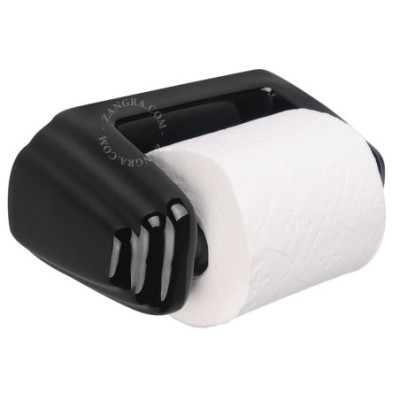 Black porcelain toilet roll holder Zangra