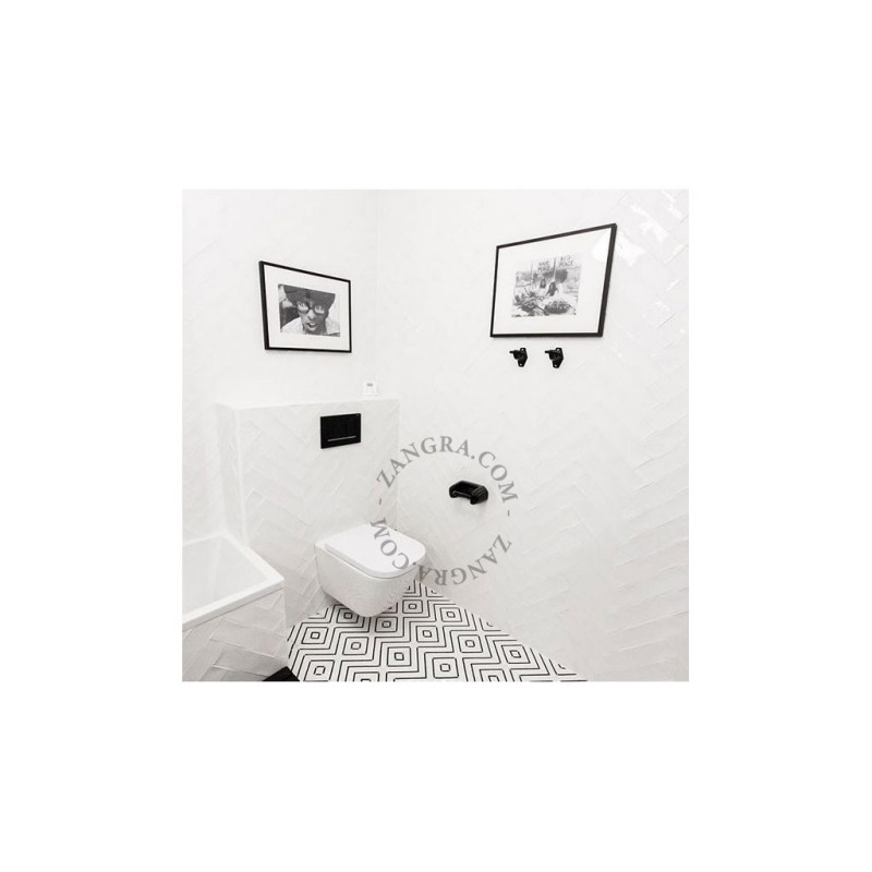 Porcelanowy uchwyt na papier toaletowy - czarny Zangra