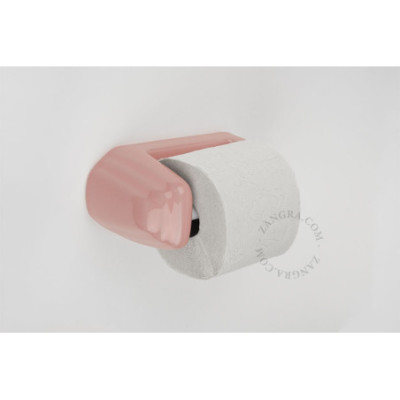 Pink porcelain toilet roll holder Zangra