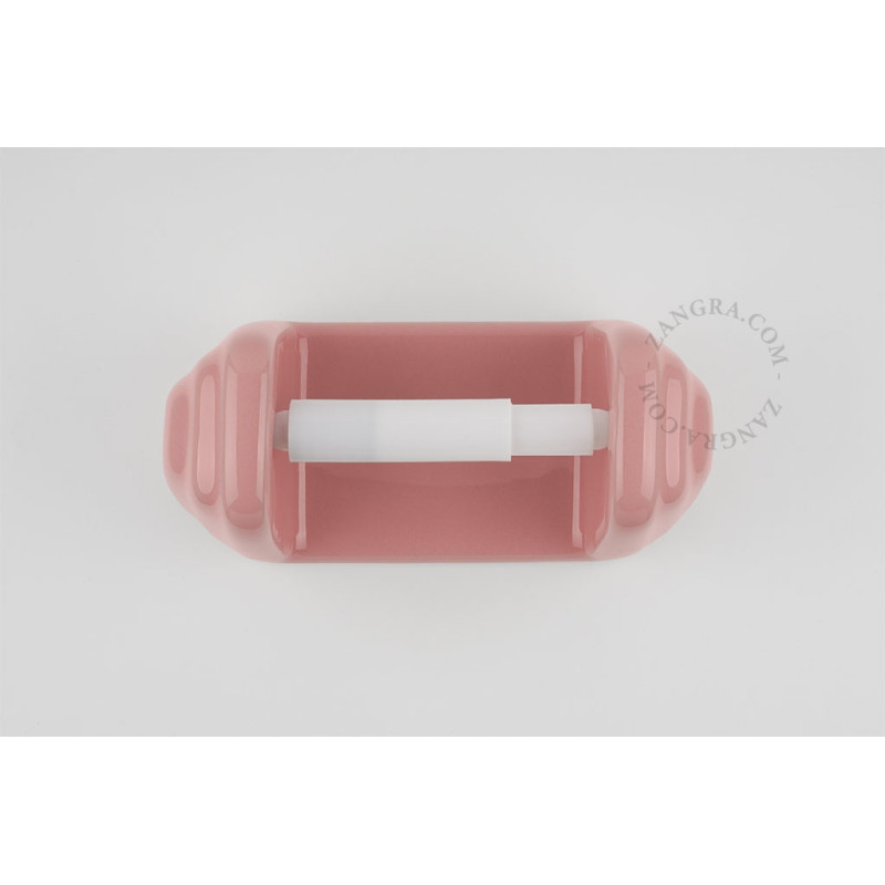 Pink porcelain toilet roll holder Zangra