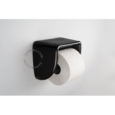 Porcelanowy uchwyt na papier toaletowy - czarny Zangra