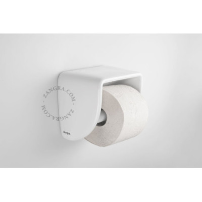 White porcelain toilet roll holder Zangra