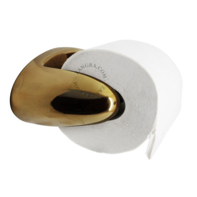 Porcelanowy uchwyt na papier toaletowy - złoty Zangra