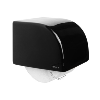 Black ceramic toilet roll holder Zangra