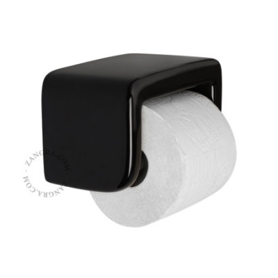 Black porcelain toilet roll holder Zangra