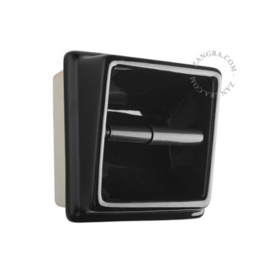 Black porcelain recessed toilet roll holder Zangra