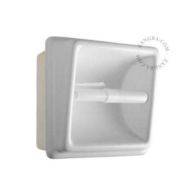 White porcelain recessed toilet roll holder Zangra