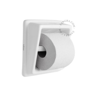 White porcelain recessed toilet roll holder Zangra