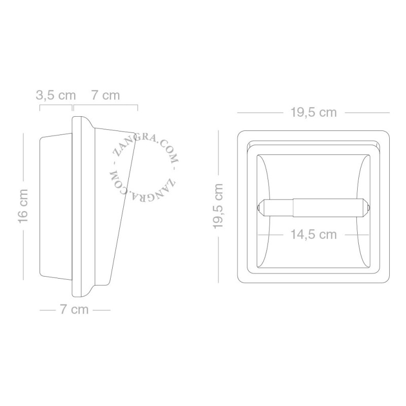 White porcelain recessed toilet roll holder Zangra