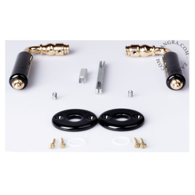 Black porcelain and brass door handle Zangra