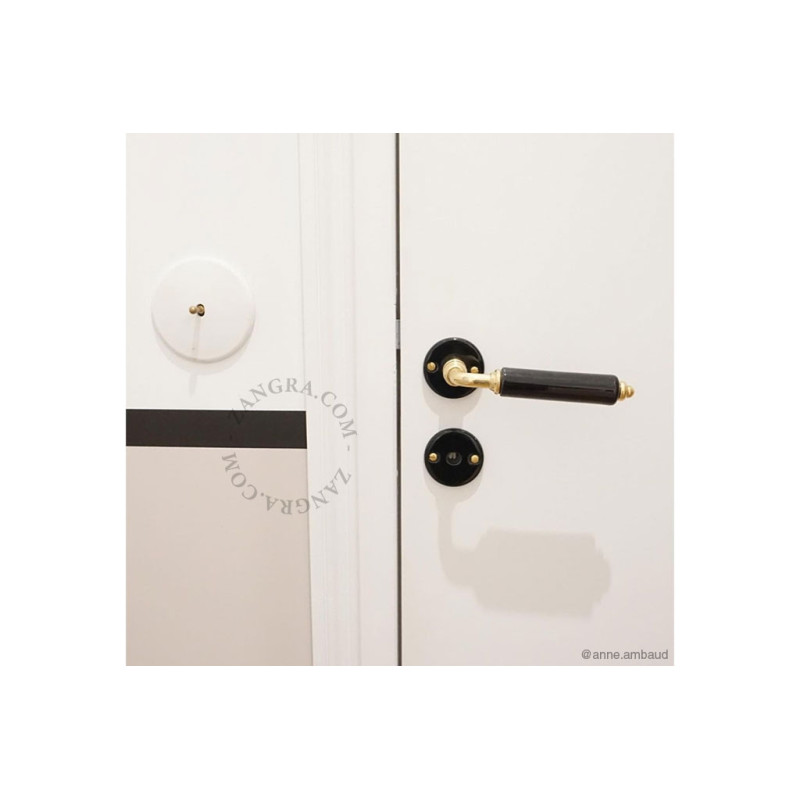 Black porcelain and brass door handle Zangra