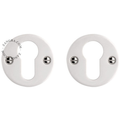 White porcelain cylinder escutcheons - silver-coloured screws Zangra