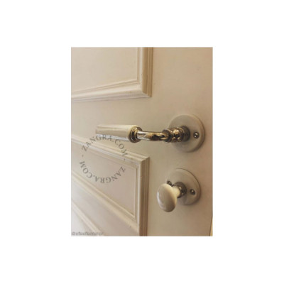 White porcelain bathroom thumbturn and rose Zangra