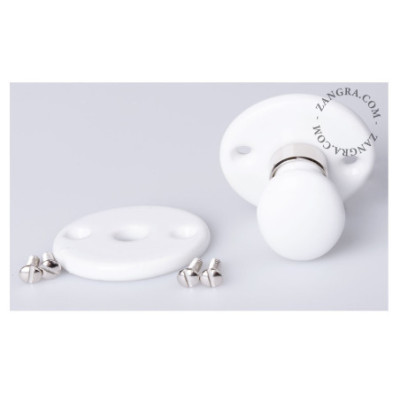White porcelain bathroom thumbturn and rose Zangra