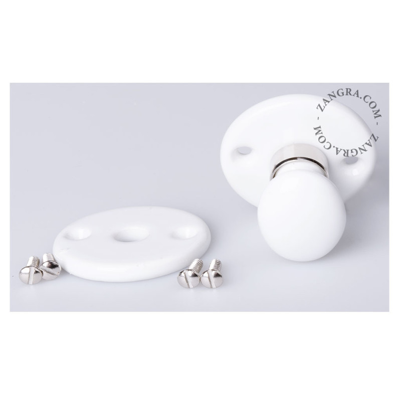 White porcelain bathroom thumbturn and rose Zangra