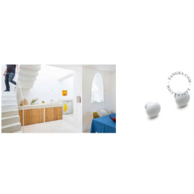 White porcelain cabinet knob Zangra