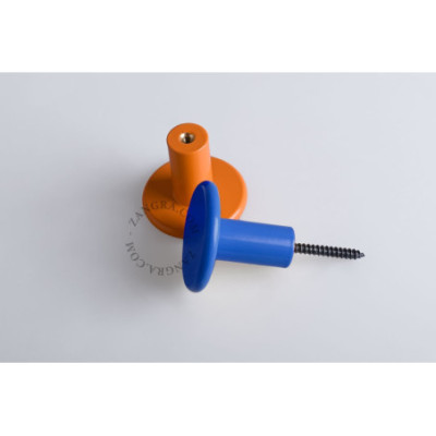 Blue lacquered brass hook - 6 cm diameter Zangra