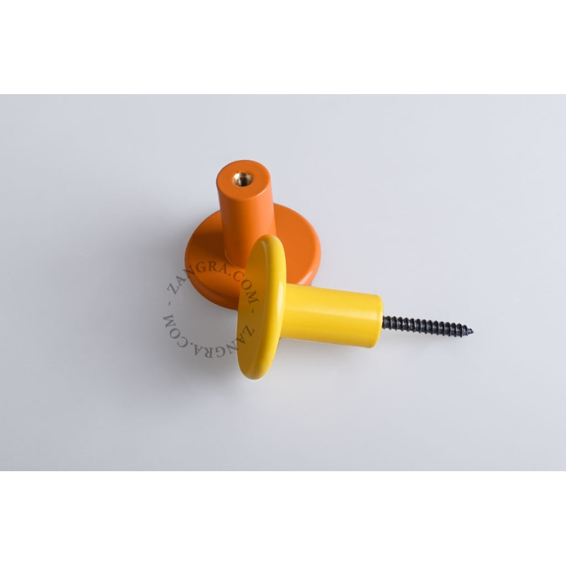Yellow lacquered brass hook - 6 cm diameter Zangra