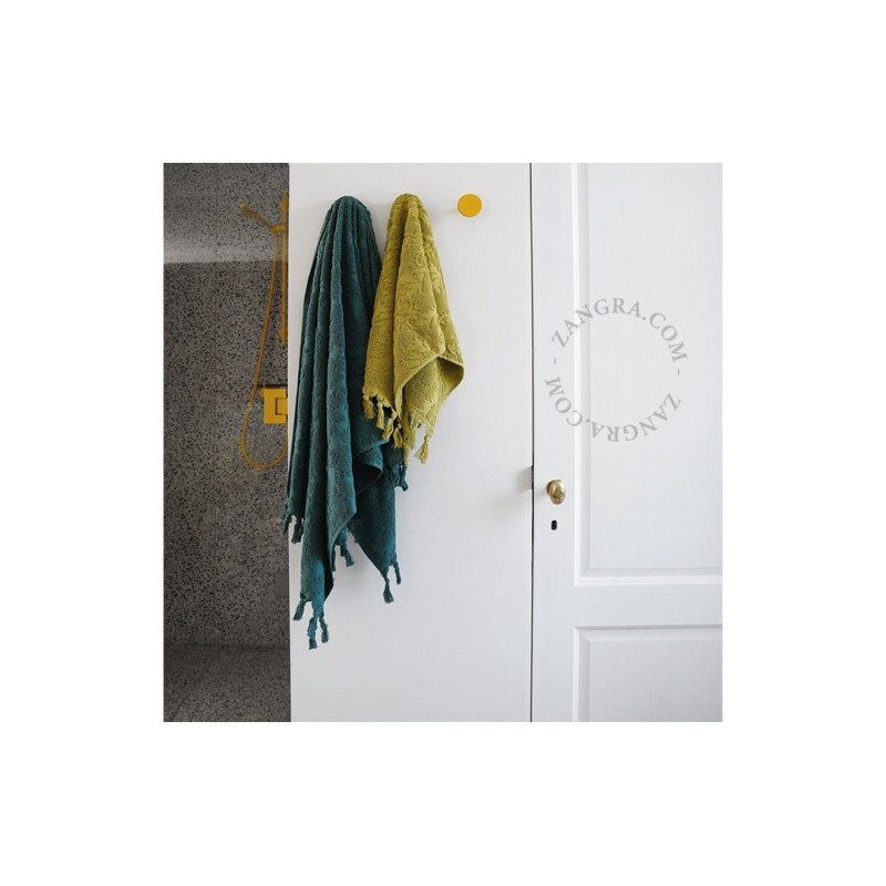 Yellow lacquered brass hook - 6 cm diameter Zangra
