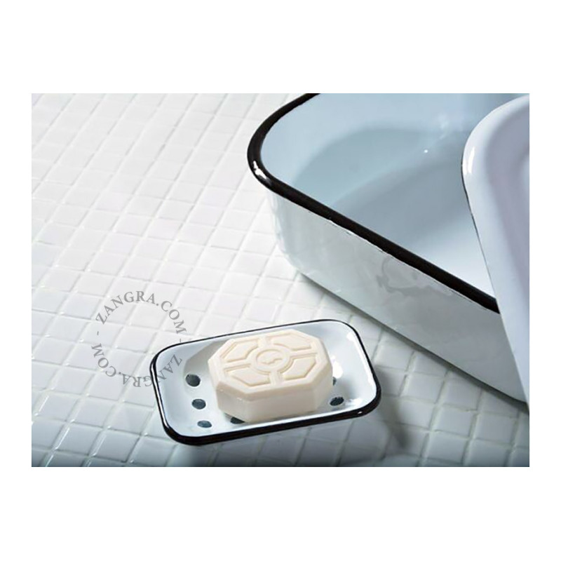 White enamel soap dish Zangra