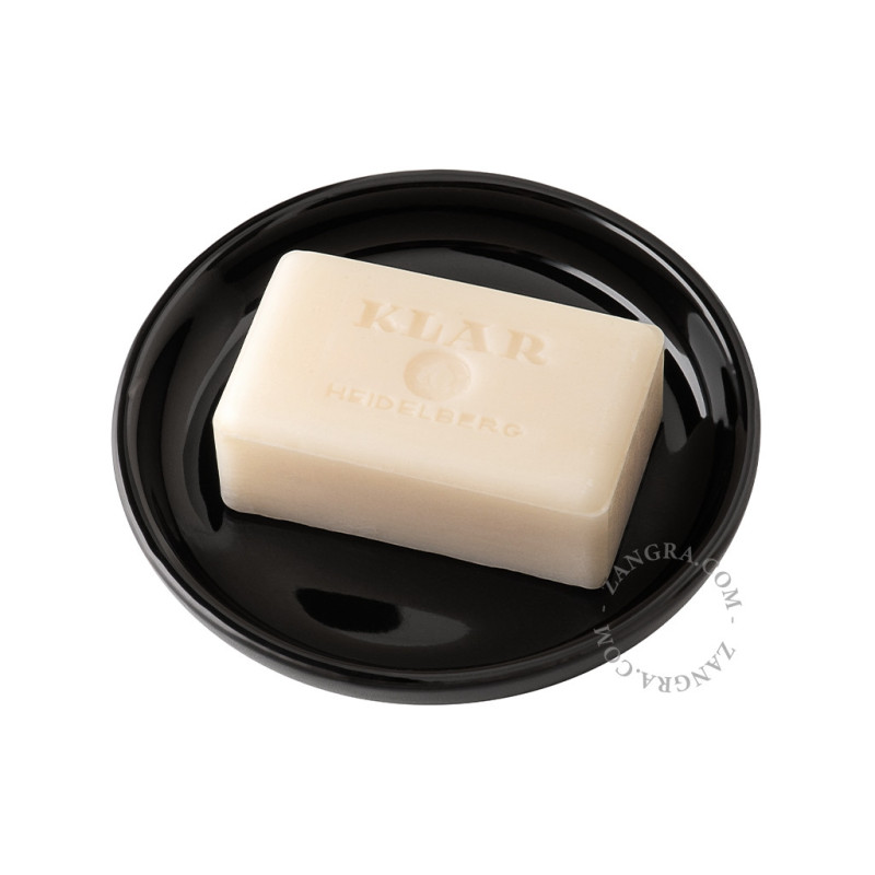 Black round porcelain soap dish Zangra