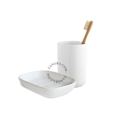 Biały porcelanowy kubek + mydelniczka Zangra