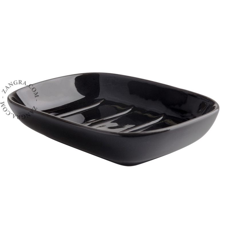 Black porcelain cup and soap dish Zangra