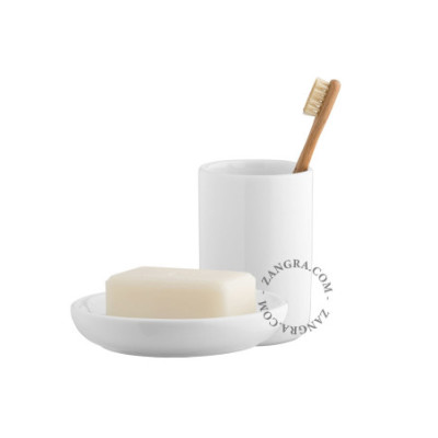 White porcelain cup and soap dish Zangra