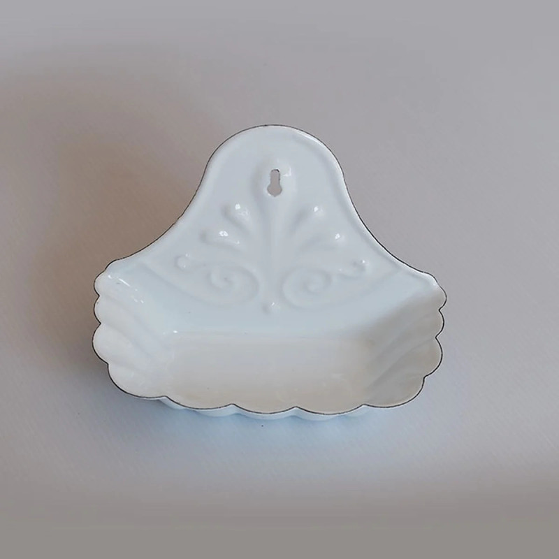 White retro enamel soap dish Zangra