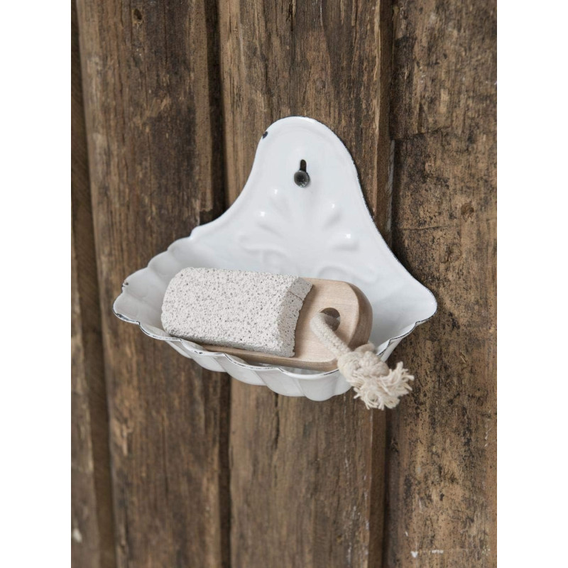 White retro enamel soap dish Zangra