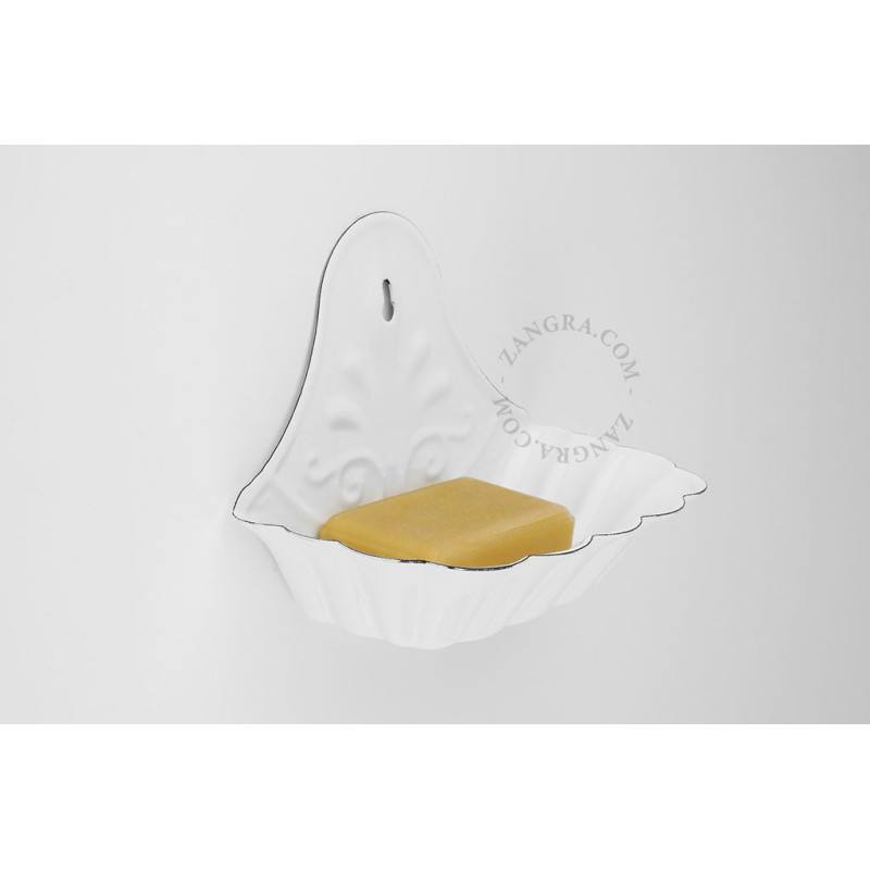 White retro enamel soap dish Zangra