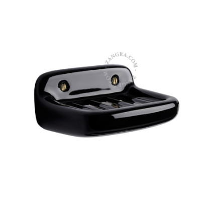 Black porcelain wall-mounted soap dish Zangra